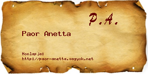 Paor Anetta névjegykártya